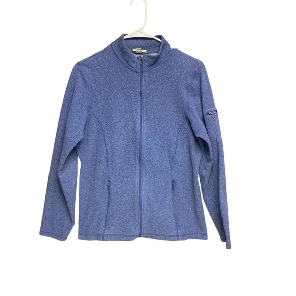 LL Bean blue fleece full zip coat size medium zip up front pockets - Picture 1 of 9